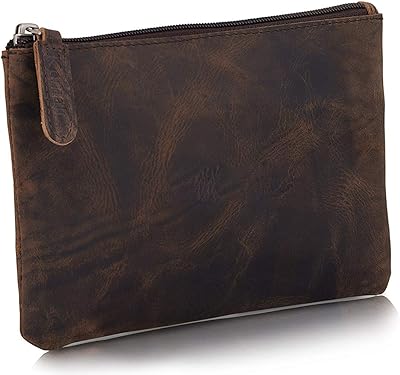 Trousse à crayons en cuir véritable, pochette à tabac, porte-stylos, organisateur de pinceaux