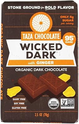 Barres taza chocolate amaze - wicked dark biologique au gingembre 95 %