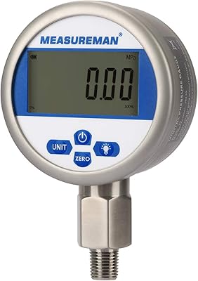 Measureman 0-10000psi manomètre numérique, cadran 3-1/8", 1/4\" npt inférieur, boîtier et connexion