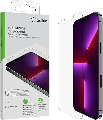 Protecteur d'écran en verre trempé belkin pour iphone 14 plus et 13