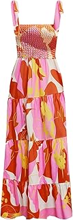 Robe longue décontractée à bretelles spaghetti et col carré volants pour femme