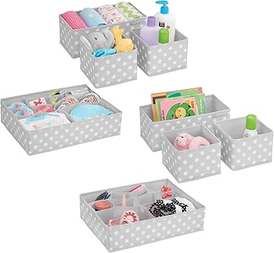 Ensemble d'organisateur de placard et de tiroir en tissu doux mdesign - organisateur de placard pour chambre d'enfant ou chambre d'enfant - 8 bacs de rangement - pois - ensemble de 8 - gris clair à pois blancs. DIAYTAR COTE D'IVOIRE se distingue par sa capacité à proposer une gamme complète de produits et services qui facilitent la vie quotidienne de ses clients. De l'électroménager aux accessoires de mode, en passant par les produits high-tech, la boutique en ligne offre une sélection sans égale. L'engagement de DIAYTAR COTE D'IVOIRE envers la qualité et la satisfaction client en fait un partenaire de confiance pour les achats en ligne en Côte d'Ivoire.