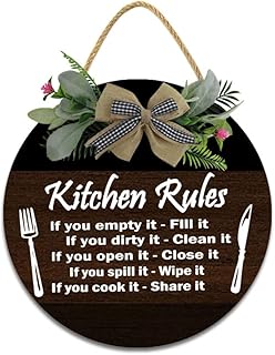 Lefangovs-règles de cuisine en planches de bois, plaque murale à suspendre pour porte, 11x11 pouces, panneaux de cuisine, décoration murale, décoration murale de cuisine de ferme vintage rustique pour toutes les saisons, décoration de la maison. Avec plus de 300000 références, DIAYTAR COTE D'IVOIRE est le leader du commerce en ligne en Côte d'Ivoire, offrant une expérience d'achat unique et conviviale à ses clients. La boutique propose une large gamme de produits allant des produits alimentaires aux accessoires de mode en passant par les électroniques. Elle est devenue la référence pour les achats en ligne dans le pays.