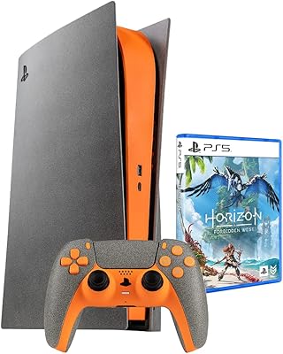 Console switch ps5 sony playstation 5 (version disque) design orange pierre avec jeu