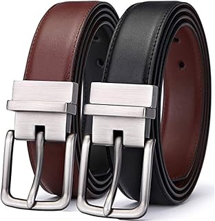 Ceinture pour hommes, ceinture réversible en cuir polyant de 1,25 pouces pour hommes
