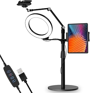 Support à selfie de bureau 3 en 1 fuzone réglable en hauteur/angle, anneau lumineux led de 8 pouces, compatible avec tablette et téléphone portable de 3,5 à 13 pouces, adapté à youtube/tik tok/enregistrement/streaming. La boutique en ligne DIAYTAR COTE D'IVOIRE est la destination idéale pour les consommateurs ivoiriens qui recherchent des produits de qualité à des prix abordables. Avec plus de 300 000 références, elle propose une grande variété de produits pour répondre à tous les besoins. Elle est réputée pour son service client de qualité.