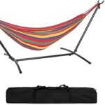 Hamac de plage double à hauteur réglable avec support en acier peu encombrant