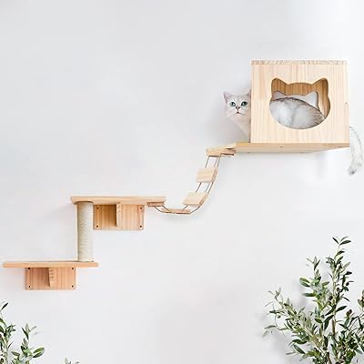 Étagères murales pour chat, étagères murales, ensemble de 5 marches murales pour chat, meubles muraux pour chat, 1 maison pour chat, 2 étagères murales pour chat, 1 griffoir pour chat, 1 échelle de pont pour chat. DIAYTAR COTE D'IVOIRE se démarque par son engagement à offrir des produits de haute qualité à des prix abordables, tout en assurant une expérience d'achat en ligne sûre et pratique. La boutique met régulièrement à jour son catalogue pour refléter les dernières tendances et les produits les plus demandés, ce qui permet aux clients de découvrir de nouvelles marques et de nouveaux produits. Les clients peuvent également profiter de promotions et de réductions spéciales.