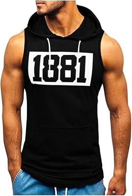 T-shirt de sport sans manches à col rond et imprimé musculaire oulsen