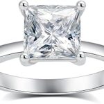 Bagues de fiançailles moissanite pour femmes, design princesse, bagues de fiançailles solitaire