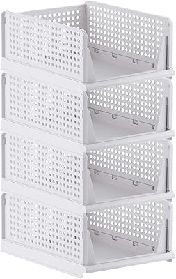 Corbeille de rangement pour armoire, 4 pièces, organisateur de tiroirs en plastique, organisateur