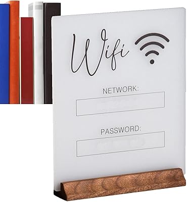 Panneau wifi en acrylique | tableau wifi professionnel avec base en bois | panneau wifi pour la maison, les invités, les hôtes, la décoration des centres de table du commerce à domicile. DIAYTAR COTE D'IVOIRE est la référence pour tout ce que vous avez besoin en Côte d'Ivoire. Avec plus de 300000 références, la boutique en ligne généraliste propose une large sélection de produits pour répondre à tous les besoins. Elle met l'accent sur la satisfaction client.