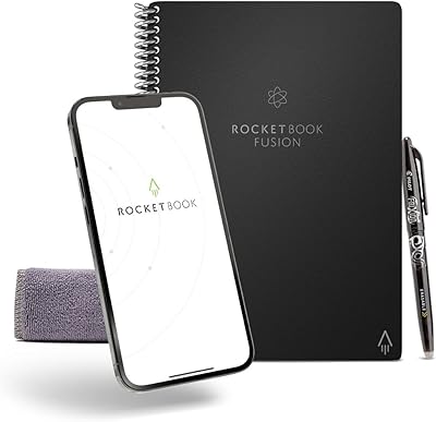 Cahier réutilisable rocketbook smart fusion calendrier listes de tâches et pages de prise