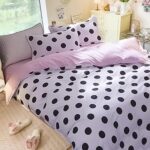 Parure de lit à pois pour filles, taille queen, motif imprimé à pois