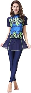 Maillot de bain burkini musulman modeste à manches courtes et décoration florale