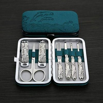 7 pièces outils de manucure et pédicure en acier inoxydable dauphin bleu il