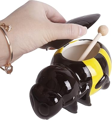 Pot à miel en céramique vencer avec bol à miel en bois, pot