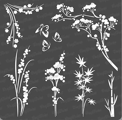 Pochoirs de fleurs sauvages craft treat pour peindre sur bois toile