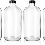 Paquet de 4 bouteilles rondes en verre transparent boston de 32 g