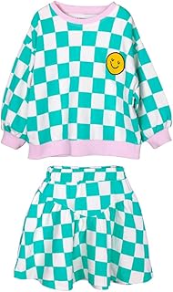 Ensemble deux pièces t-shirt à manches longues et jupe à carreaux verts