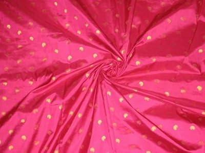 Tissu en soie de couleur rose vif avec motifs zari paisleys~largeur 44 brocarts/jacquards