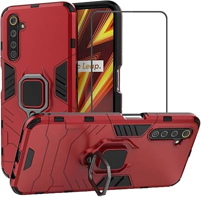 Coque second spring realme 6 pro avec protecteur d'écran en verre trempé, coque