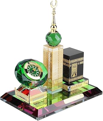 Modèle d'artisanat en cristal islamique, modèle de tour d'horloge islamique kaaba, modèle d'architecture