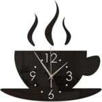 Horloge murale miroir créative tasse à café horloge murale 3d salle d'étude salon