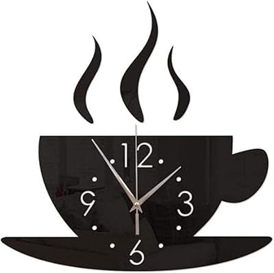 Horloge murale miroir créative tasse à café horloge murale 3d salle d'étude salon