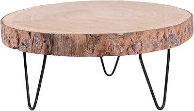 Base en bois de paulownia avec pattes en métal, 11 pouces, couleur bois