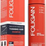 Foligen triple action shampooing pour cheveux clairsemés, shampooing épaississant pour hommes, avec 2%
