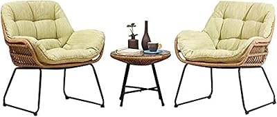 Chaise de balcon en osier 3 pièces au design ergonomique, haute flexibilité, petite