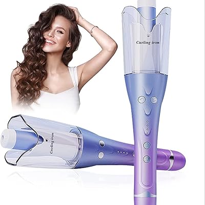 Bigoudi à cheveux rotatif automatique en céramique skihzooc, bigoudi électrique magique (dégradé violet)