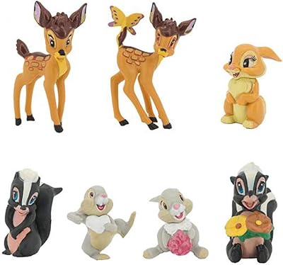 7 pièces de figurines de dessin animé bambi, figurines de film classiques, mini