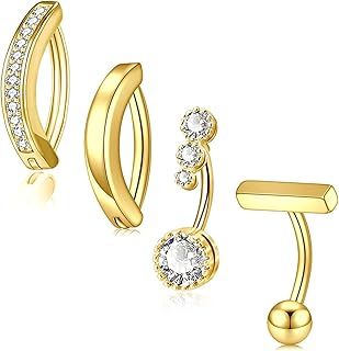 Lilymimi 14g boucles d'oreilles de nombril en acier inoxydable 316l anneaux