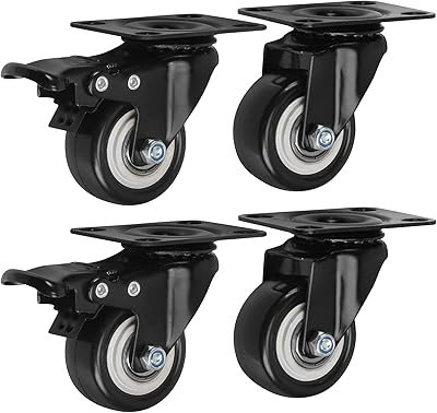 4 roulettes pour meubles robustes tarom, roulettes avec frein de 50 mm, roulettes