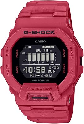 Montre numérique g-shock pour homme, cadran noir et bracelet en résine gbd-200rd-4dr., rouge