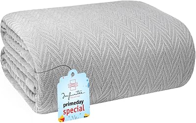 Couverture thermique de luxe en coton gris clair queen size - 405 g/m2