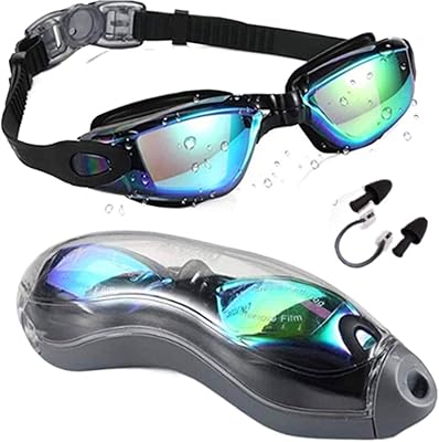 Lunettes de natation enduites pour adultes dress cici avec pince-nez pour protection uv