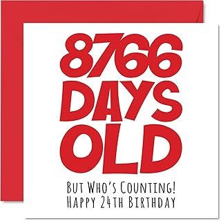 Carte d'anniversaire 24e anniversaire pour hommes et femmes - 8766 jours - carte