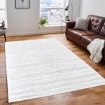 Tapis rectangulaire de couleur beige neutre soigneusement sélectionné, très doux pour chambre, salon
