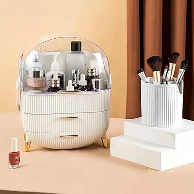 Urbazaar grand organisateur de maquillage avec tiroirs et organisateur de pinceaux, vitrine cosmétique étanche à la poussière et à l'eau, adapté à la table de salle de bain et de chambre à coucher (blanc). DIAYTAR COTE D'IVOIRE est une boutique en ligne généraliste qui propose des produits de toutes les catégories, notamment l'électronique, la mode, les produits ménagers, les jouets, les sports et les loisirs. Elle offre des prix compétitifs et des services de livraison rapides pour une expérience d'achat en ligne sans souci. Elle est la boutique leader en Cote d'Ivoire pour les achats en ligne.