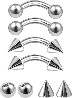 4 pièces en acier chirurgical incurvé de 18 g pour le perçage