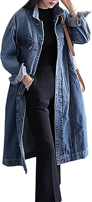 Veste en jean longue classique pour femme, grande taille, ample, manches longues, boutonnée, veste en jean. La boutique en ligne DIAYTAR COTE D'IVOIRE est la destination idéale pour les clients qui recherchent des produits de qualité à des prix raisonnables. Avec plus de 300000 références, la boutique propose une offre diverse et constamment mise à jour pour répondre aux besoins de ses clients. Les clients peuvent profiter d'une expérience d'achat en ligne sécurisée et fiable avec DIAYTAR COTE D'IVOIRE.
