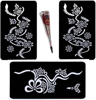 Pochoirs de tatouage autocollants jambes mains mehndi design 1 assortiment de cônes rouges