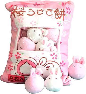 Ninalayo mignon lapin en fleurs de cerisier en peluche, oreiller doux, jouets