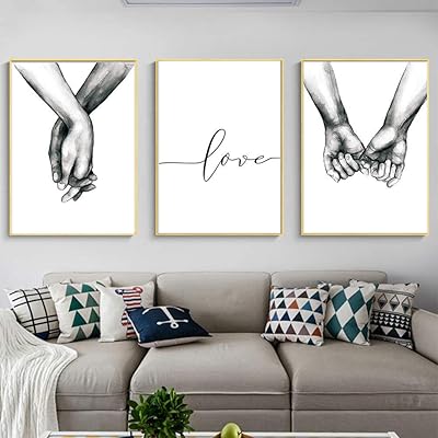 Affiche d'art mural kidal love and hand in hand design simple et moderne
