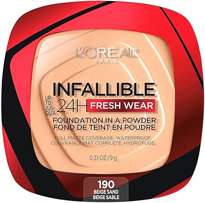 L'oréal paris fond de teint poudre imperméable infallible fresh wear 24 heures, 190