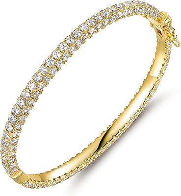 Bracelet d'éternité plaqué or 18 carats incrusté de cristaux, 7 à 5 pouces