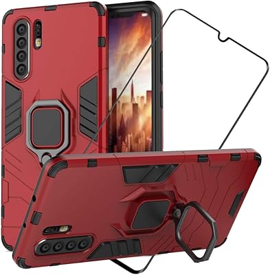 Coque hybride résistante aux chocs avec protecteur d'écran en verre trempé pour huawei
